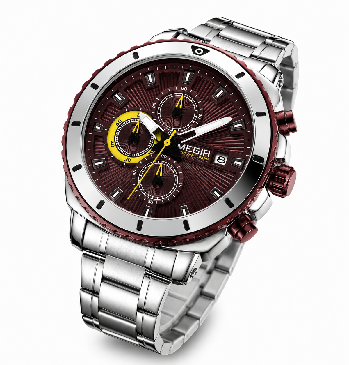 MEGIR 2075G - Montre Homme Chronographe Quartz en Acier Inoxydable