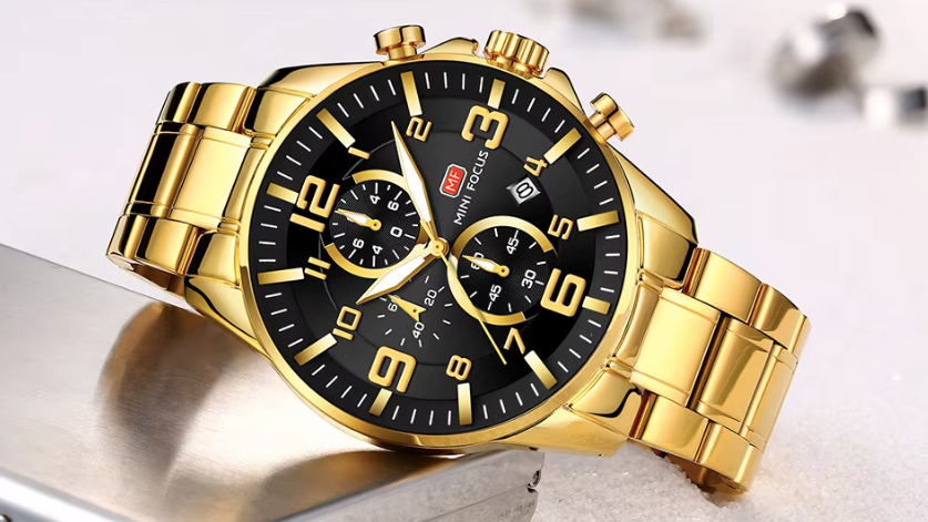 Montre Homme MINI FOCUS MF0278G – Montre Chronographe Homme en Acier Inoxydable, Quartz et Étanche 3 ATM