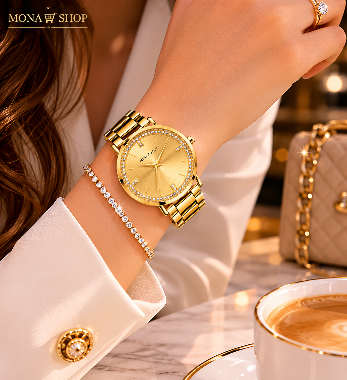 MINI FOCUS MF0031L – Montre Femme Luxe Dorée en Acier Inoxydable