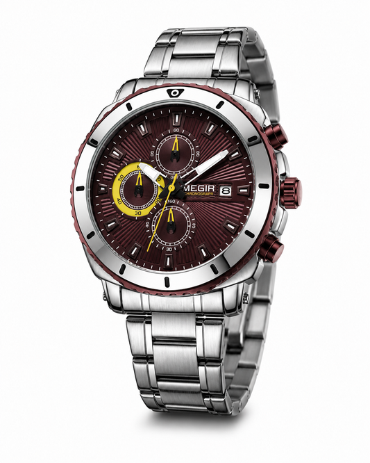 MEGIR 2075G - Montre Homme  Chronographe Quartz en Acier Inoxydable