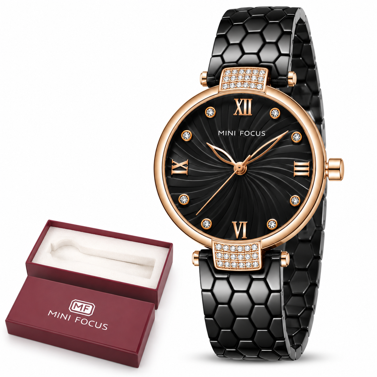 MINI FOCUS MF0186L - Montre Femme Élégante  Bracelet Acier Inoxydable, Quartz et Étanche 3 ATM – MF0186L