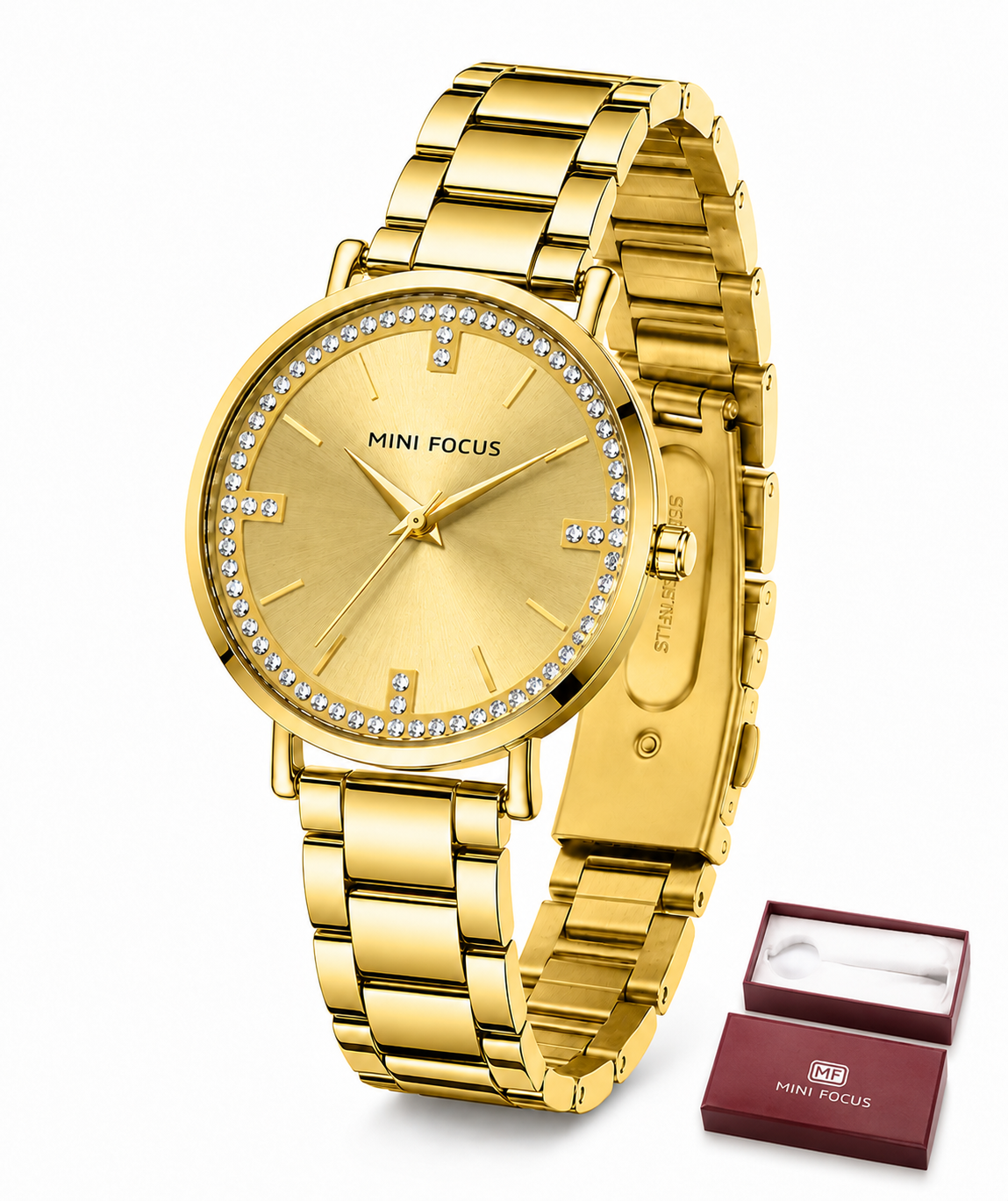 MINI FOCUS MF0031L – Montre Femme Luxe Dorée en Acier Inoxydable