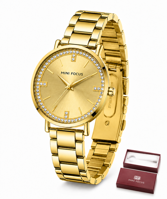 MINI FOCUS MF0031L – Montre Femme Luxe Dorée en Acier Inoxydable
