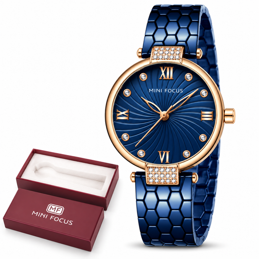 MINI FOCUS MF0186L - Montre Femme Élégante  Bracelet Acier Inoxydable, Quartz et Étanche 3 ATM – MF0186L