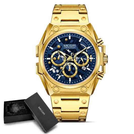 MEGIR 4220G - Montre HommeChronographe en Acier Inoxydable