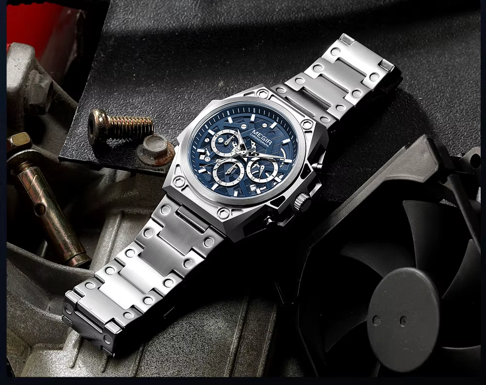 MEGIR 4220G - Montre HommeChronographe en Acier Inoxydable