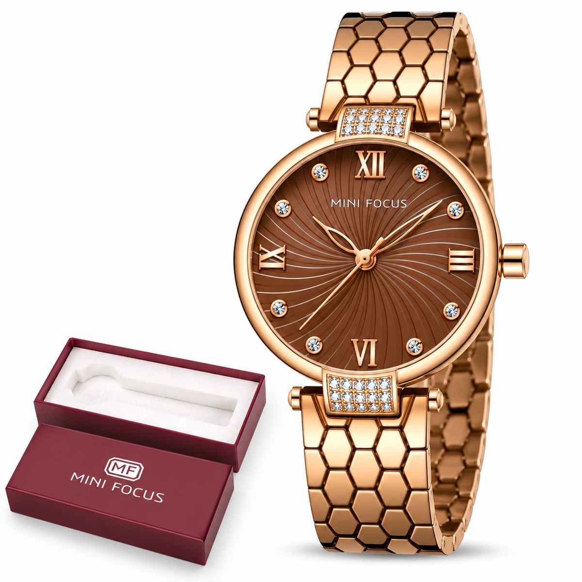 MINI FOCUS MF0186L - Montre Femme Élégante  Bracelet Acier Inoxydable, Quartz et Étanche 3 ATM – MF0186L