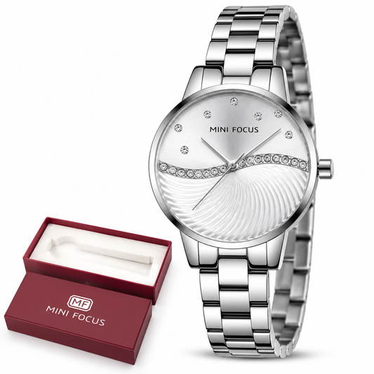 MINI FOCUS MF0263L -  Montre Femme Élégante en Acier – Quartz, Ultra-Fine et Étanche 3 ATM