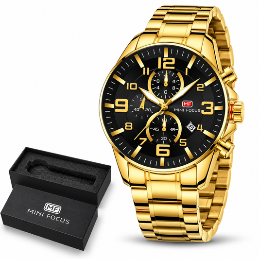 Montre Homme MINI FOCUS MF0278G – Montre Chronographe Homme en Acier Inoxydable, Quartz et Étanche 3 ATM