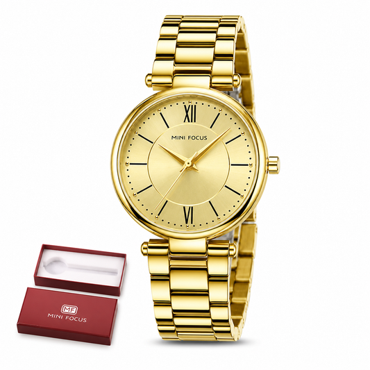 MINI FOCUS MF0189L – Montre Femme Bracelet en Acier Inoxydable – Quartz – Étanche 3 ATM